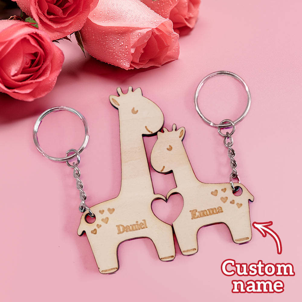 Chaveiro Personalizado De Casal Combinando, Chaveiro Personalizado De Girafas, Presentes De Dia Dos Namorados Para Amantes - soufeelbr