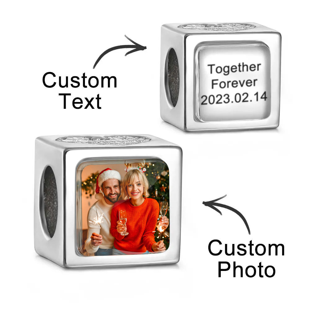 Charme Gravado Com Foto Personalizada, Coração Quadrado, Diamante, Presentes Românticos Para O Natal - soufeelbr