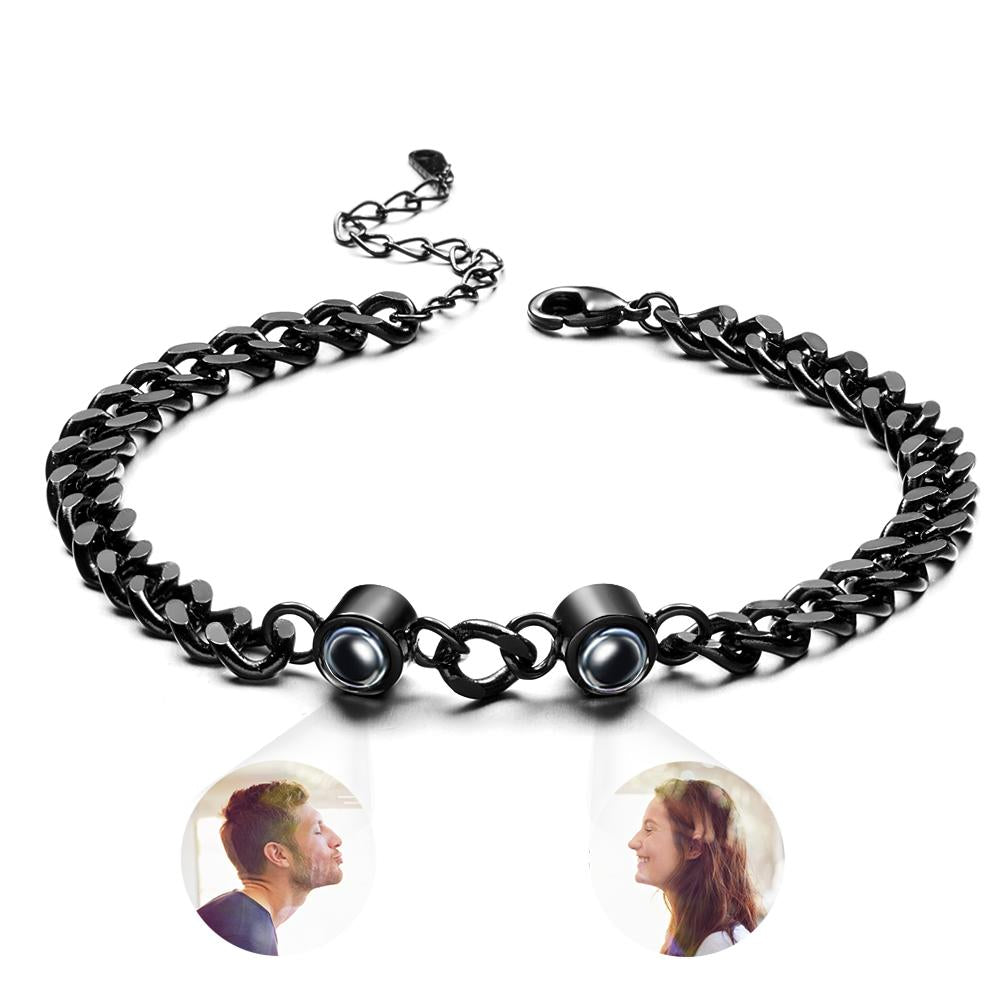 Pulseira De Projeção De Foto Personalizada Com Contas Duplas Personalizadas Pulseira Ajustável Para Casal - soufeelbr