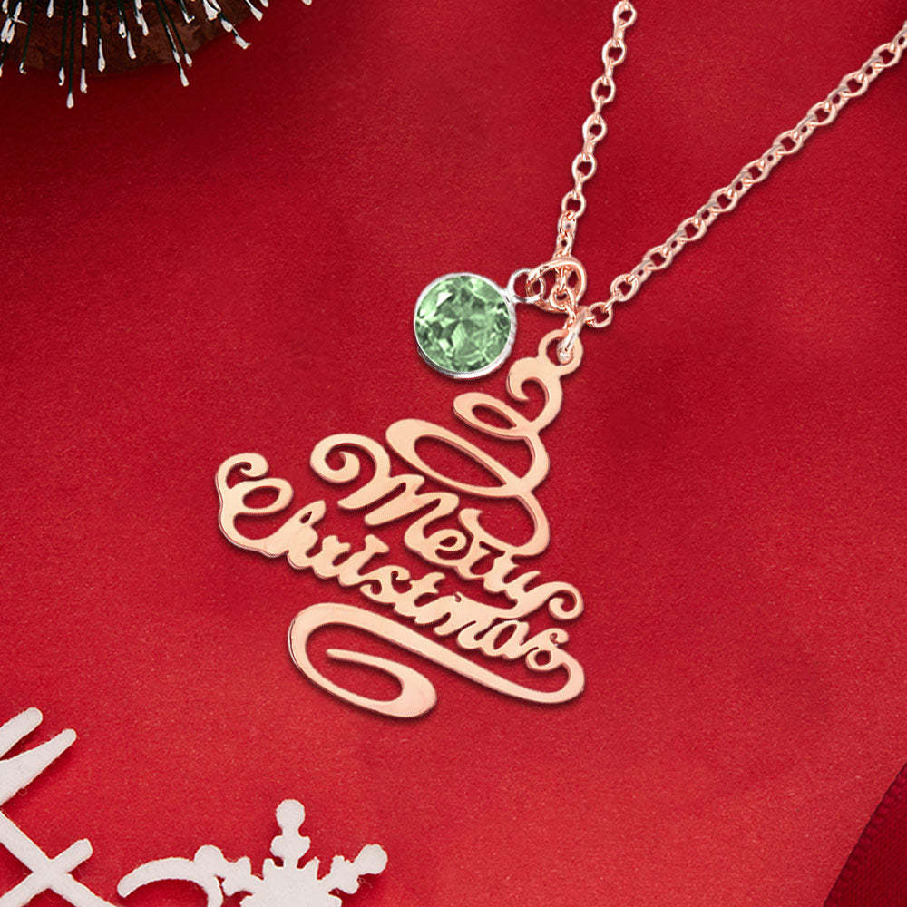 Colar De Pedra De Nascimento De Árvore De Natal Personalizado Presente De Natal Para Ela - soufeelbr