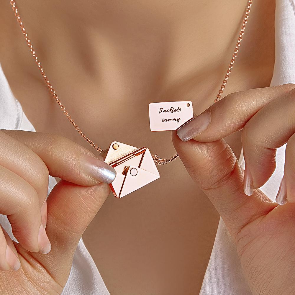 Colar Gravado Personalizado Envelope Carta Mensagem Secreta Presentes Criativos