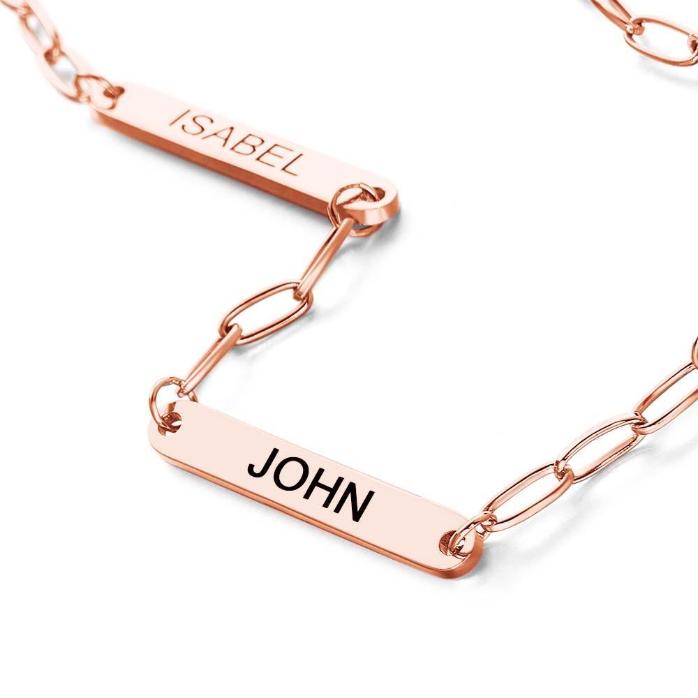 Pulseira Personalizada Com Mini Barra De Nome, Pulseira Minimalista Gravada Com Um Clipe De Papel Delicado, Presente Para Nova Mãe - soufeelbr
