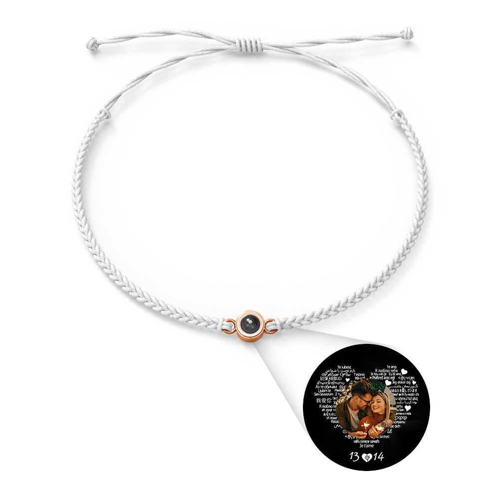 Pulseira Com Pingente De Projeção De Foto Personalizada, Vários Estilos De Cores, Eu Te Amo Em 100 Idiomas, Joia Fotográfica Minimalista, Presente De Aniversário Para Ela - soufeelbr