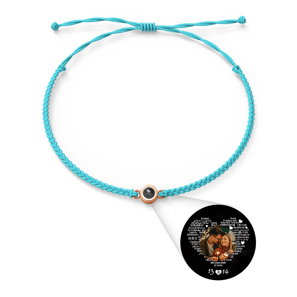 Pulseira Com Pingente De Projeção De Foto Personalizada, Vários Estilos De Cores, Eu Te Amo Em 100 Idiomas, Joia Fotográfica Minimalista, Presente De Aniversário Para Ela - soufeelbr