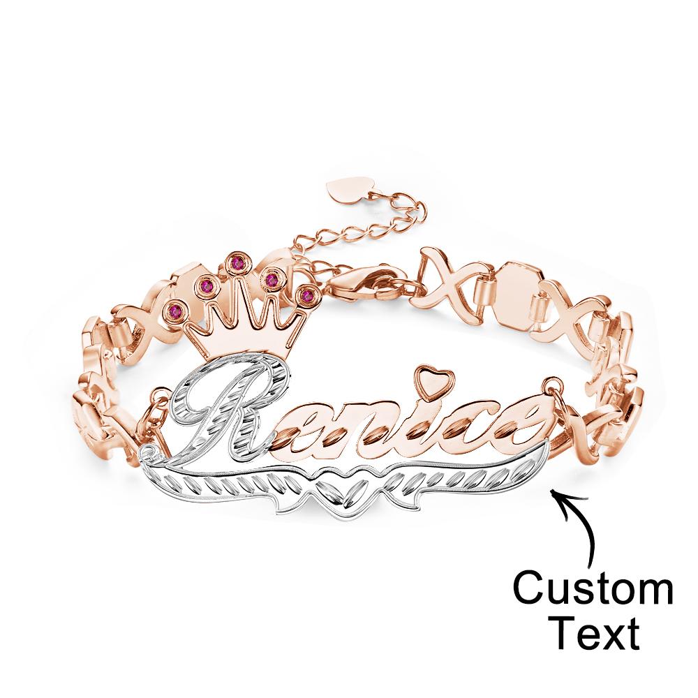 Pulseira Personalizada Com Nome De Hip Hop, Com Coroa, Inicial, Decoração Vermelha, Pulseira, Joias, Presentes Para Homens - soufeelbr