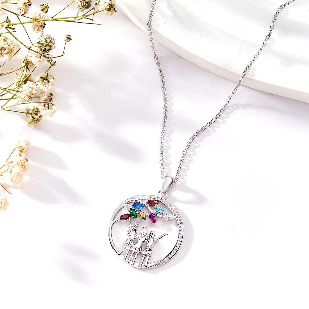Colar Personalizado De Birthstone Com Três Meninas, Colar De Zircão, Joias, Presentes Para Amigos - soufeelbr