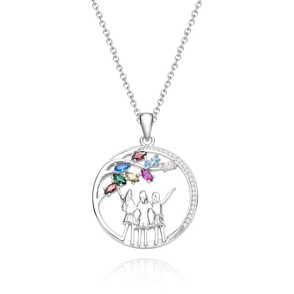 Colar Personalizado De Birthstone Com Três Meninas, Colar De Zircão, Joias, Presentes Para Amigos - soufeelbr