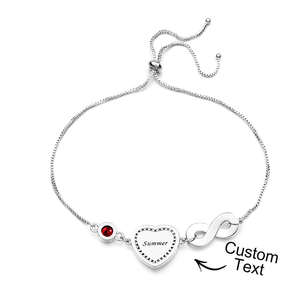 Pulseira Personalizada Com Pedra De Nascimento Com Foto E Texto Ajustável Para Mulheres - soufeelbr