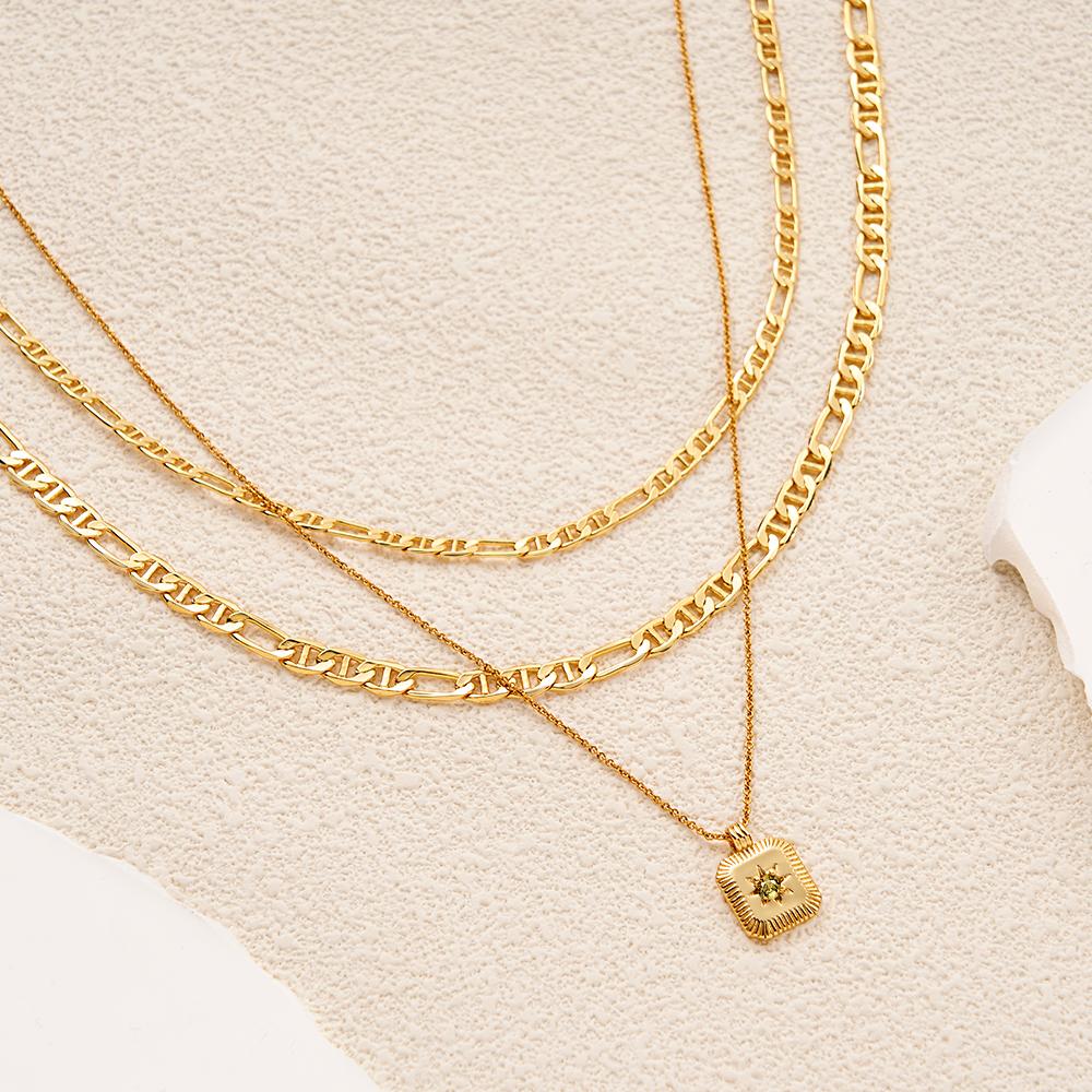 Colar Personalizado Em Camadas Birthstone Star Ridge Pingente Colar - soufeelbr