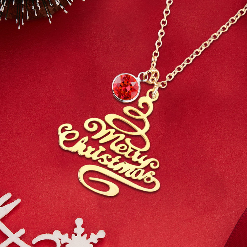 Colar De Pedra De Nascimento De Árvore De Natal Personalizado Presente De Natal Para Ela - soufeelbr