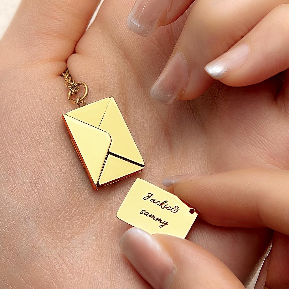 Colar Gravado Personalizado Envelope Carta Mensagem Secreta Presentes Criativos