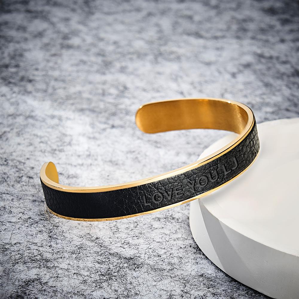 Pulseira De Couro Masculina Personalizada Pulseira Ajustável De Aço Inoxidável Vintage Personalizada