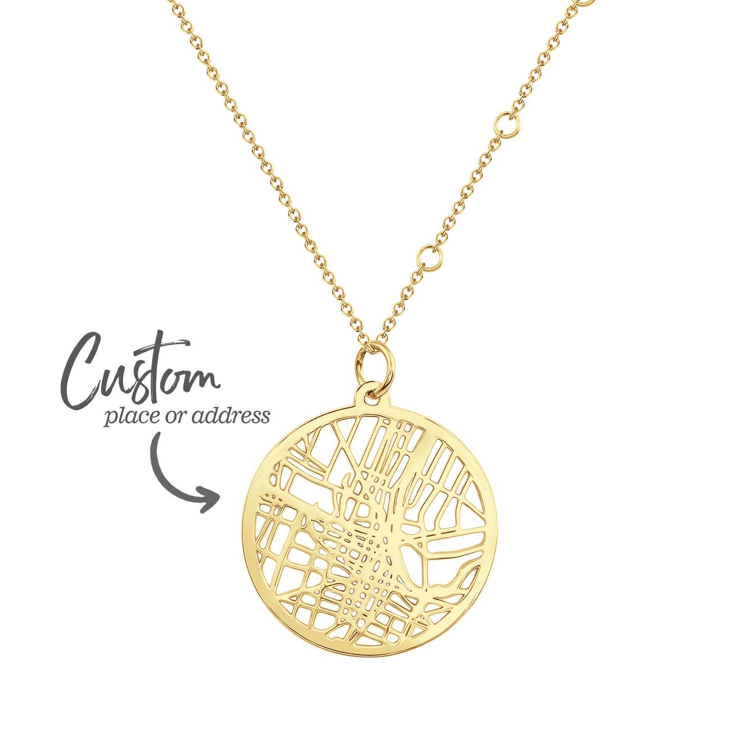 Colar Redondo Personalizado Com Mapa De Lugares Especiais E Pedra Preciosa - Presente Ideal Para Ela, Presente De Aniversário - soufeelbr
