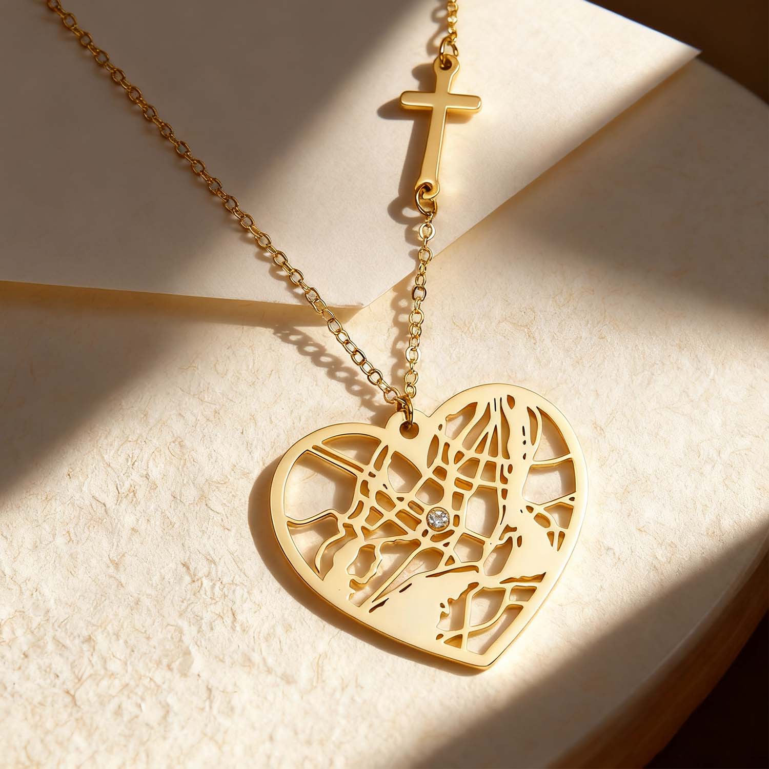 Colar Personalizado Com Mapa Do Coração, Colar Com Localização Opcional, Colar Com Pedra Preciosa, Presente Para Ela, Presente De Aniversário, Presente Romântico. - soufeelbr