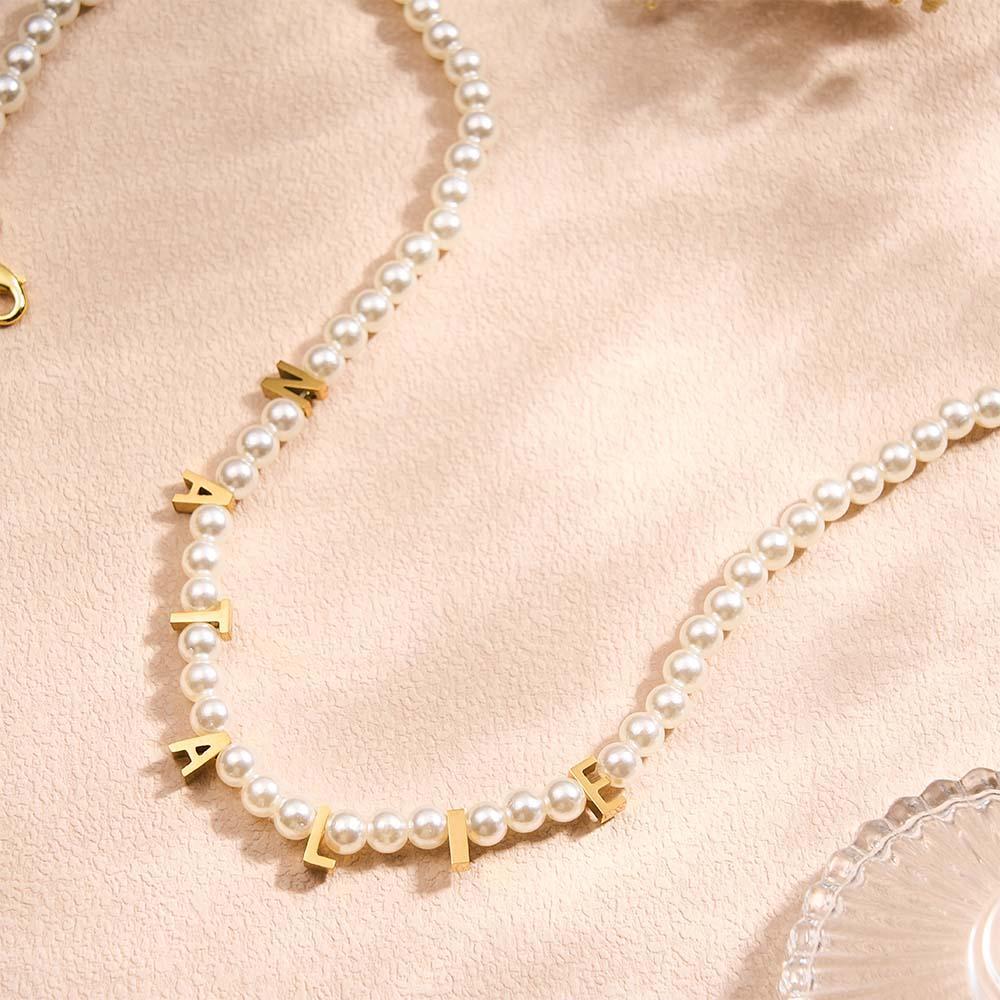 Colar De Pérolas Personalizado Com Nome Personalizado Para Ela - soufeelbr
