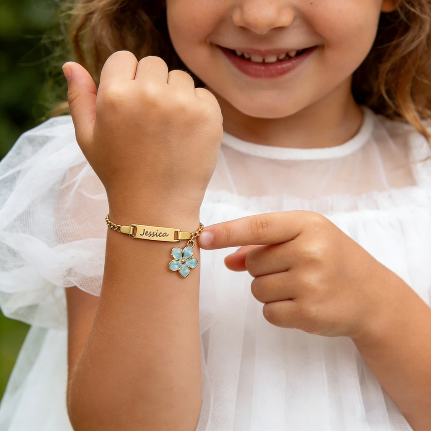 Pulseiras Infantis Personalizadas Com Nome, Corrente Ajustável E Pingentes De Margarida, Ideal Para Meninas. - soufeelbr