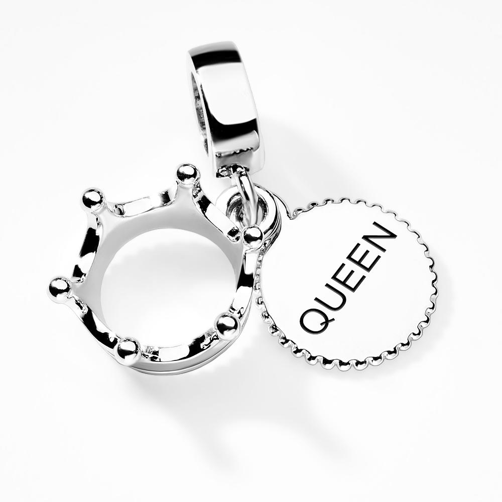Três Tons Queen & Regal Crown Dangle Charm Pendurado Charme Fit Diy Moments Pulseiras Colares - soufeelbr