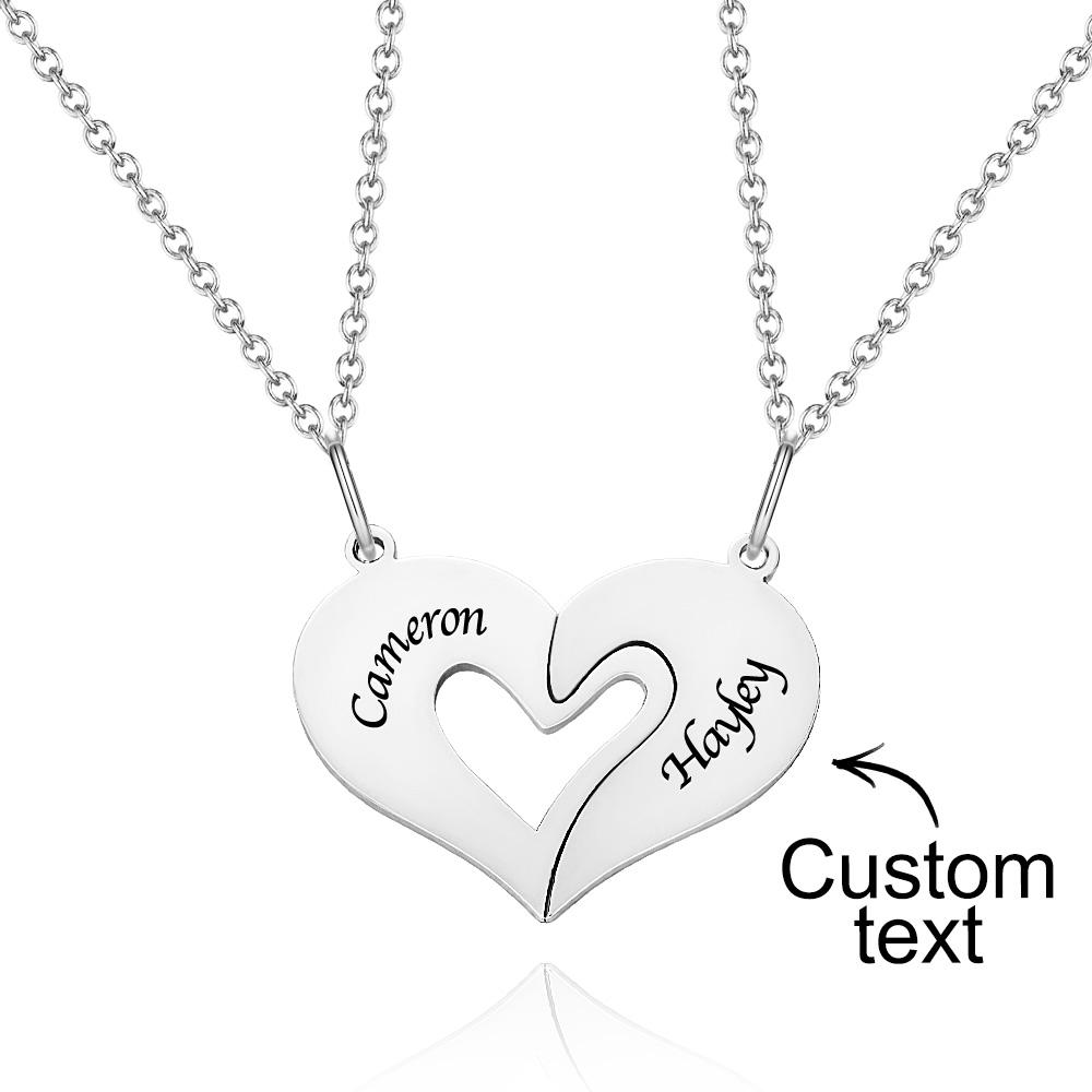Colar De Quebra-cabeça De Coração Gravado Personalizado Pingente Criativo Personalizado Para Casais - soufeelbr