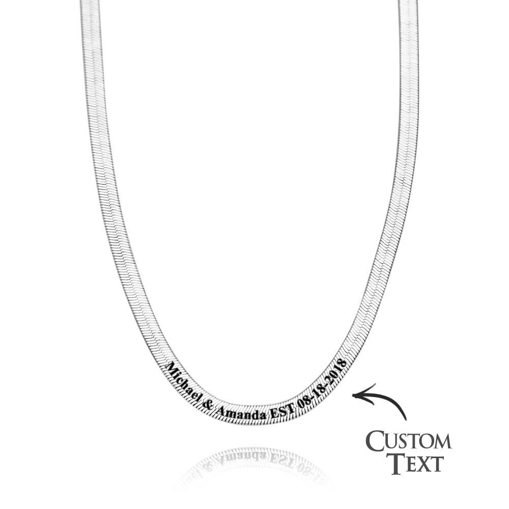Colar De Corrente De Espinha De Peixe Gravável Personalizado Com Presente De Texto Personalizado Para Ela - soufeelbr