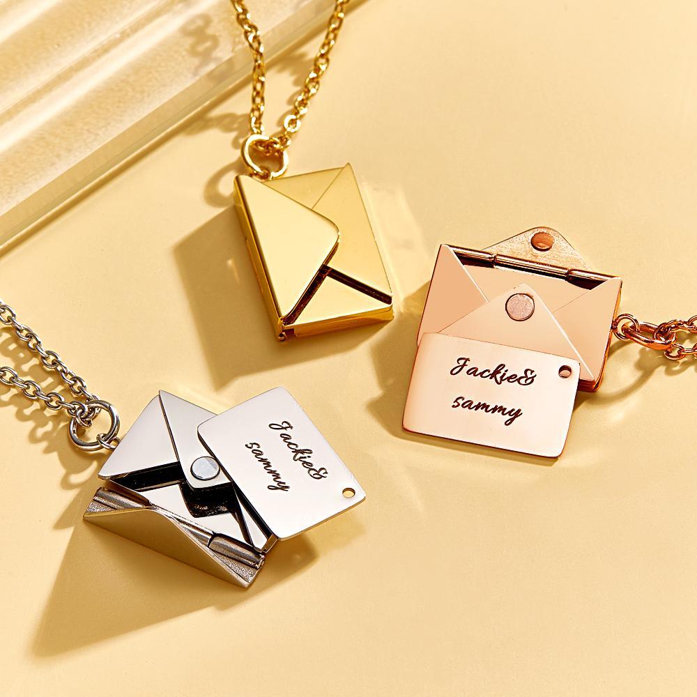 Colar Gravado Personalizado Envelope Carta Mensagem Secreta Presentes Criativos