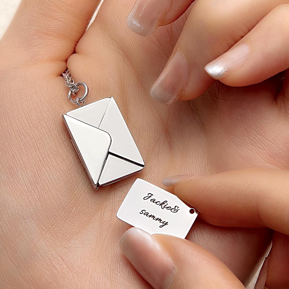 Colar Gravado Personalizado Envelope Carta Mensagem Secreta Presentes Criativos