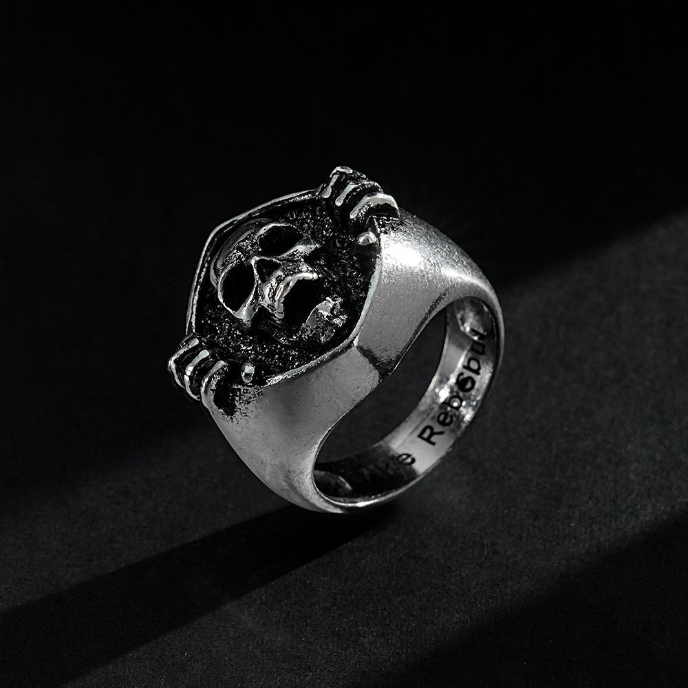 Anéis Gravados Personalizados Anéis Punk Masculinos Anéis De Esqueleto Presente Para Ele - soufeelbr