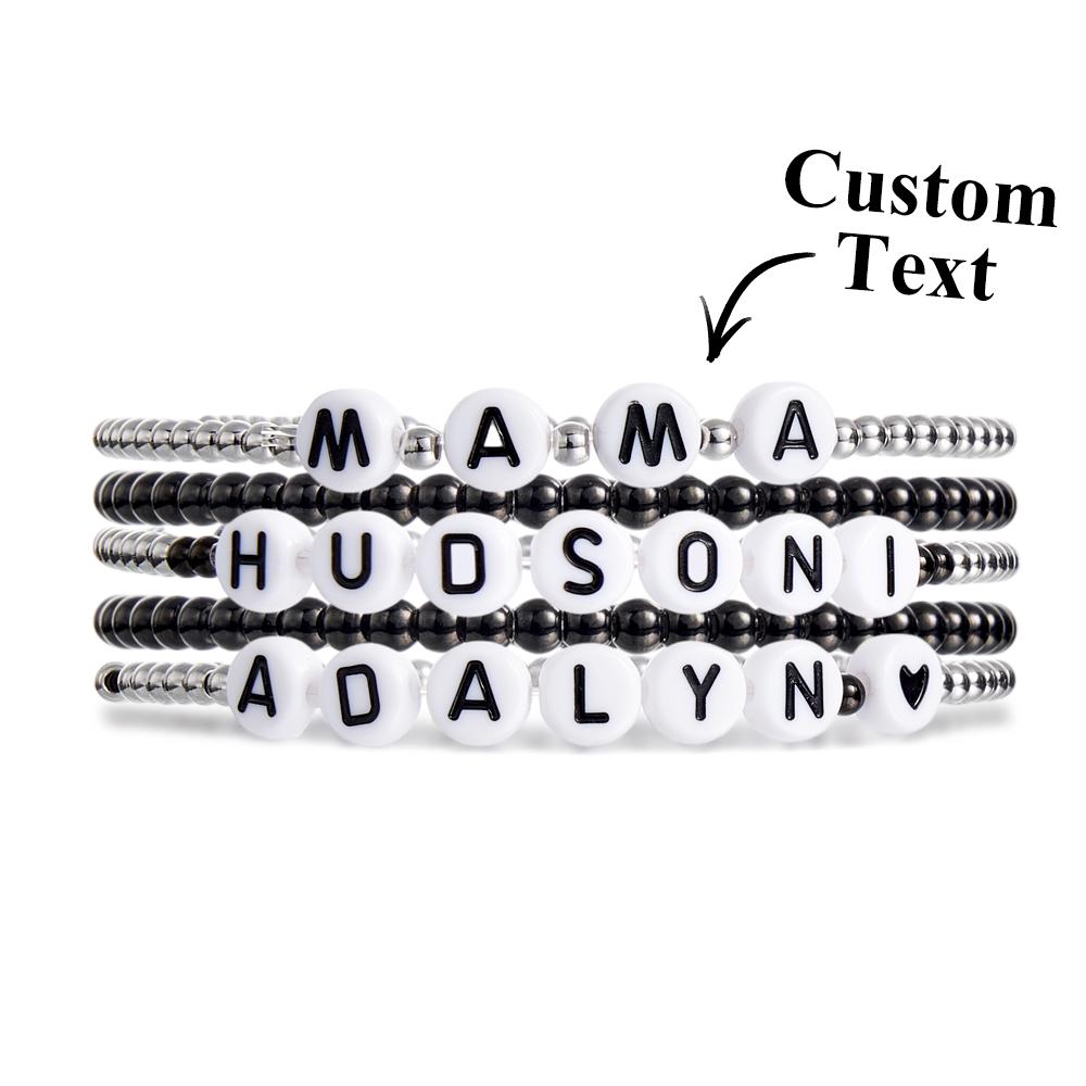 Pulseira Com Nome Personalizado Pilha De Contas Fashion Presente - soufeelbr