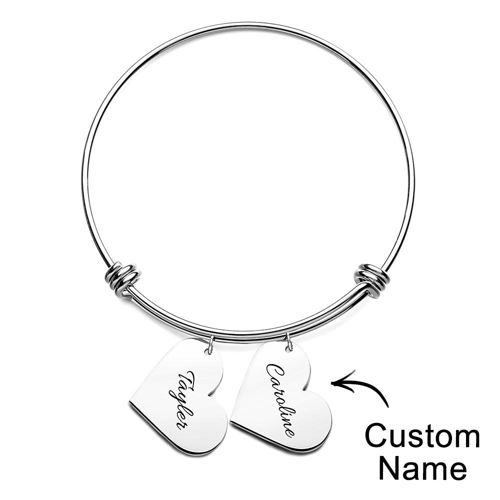 Pulseira Personalizada Com Pingente De Coração, Presentes Para Seu Nome, Pulseiras Para Mulheres, Joias Feitas À Mão, Pulseira Gravada Para Mamãe - soufeelbr