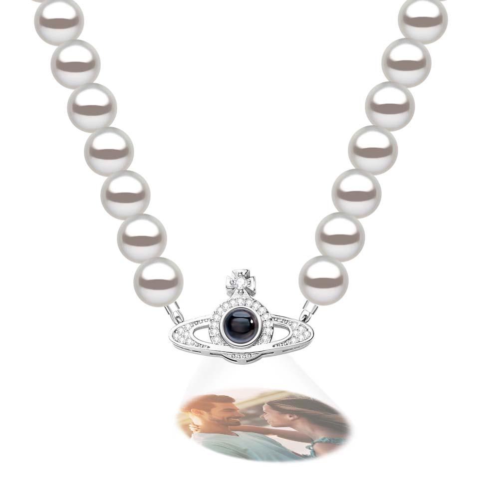 Colar De Projeção Personalizado Planet Pearl Chain Fashion Gift - soufeelbr