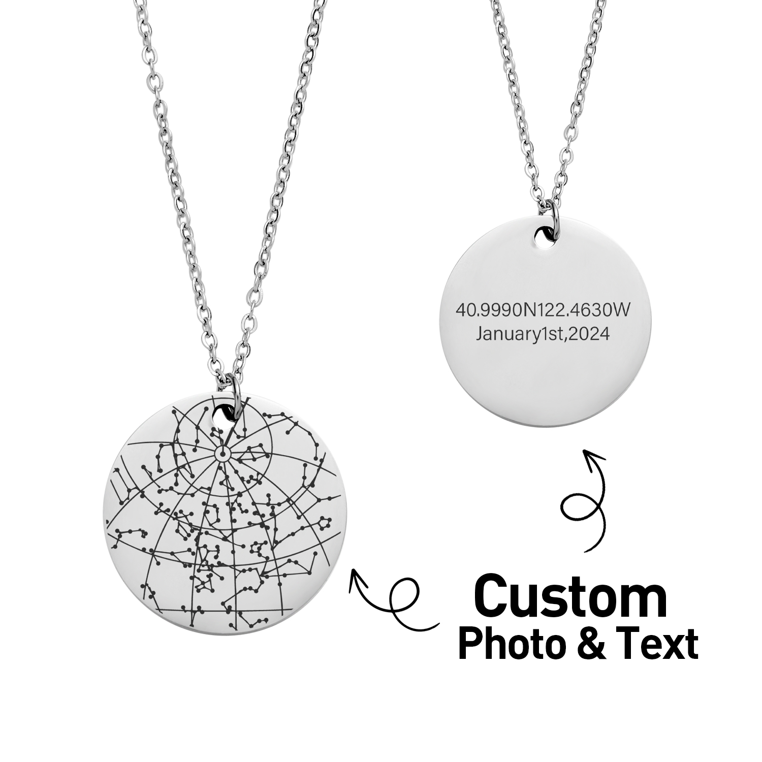 Colar Personalizado Com Moldura Do Céu Noturno E Mapa Estelar - Presente Para Ela - Presente De Aniversário - soufeelbr
