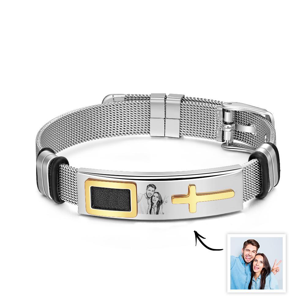 Pulseira Com Foto Personalizada Hip Hop Creative Cross Gift Para Ele - soufeelbr