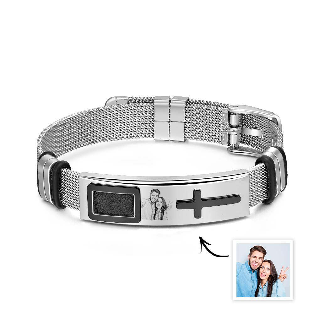 Pulseira Com Foto Personalizada Hip Hop Creative Cross Gift Para Ele - soufeelbr