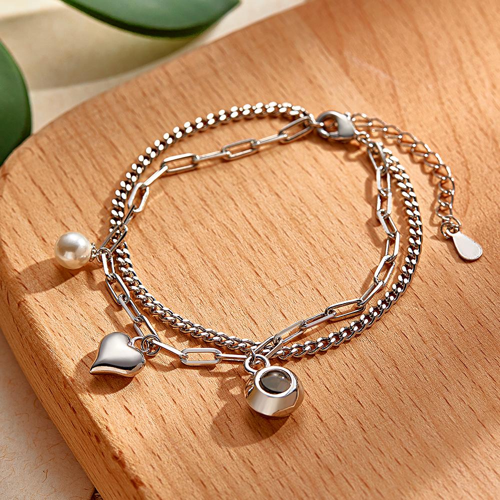 Pulseira De Projeção De Foto Personalizada Coração Presente Perfeito Para Ela - soufeelbr