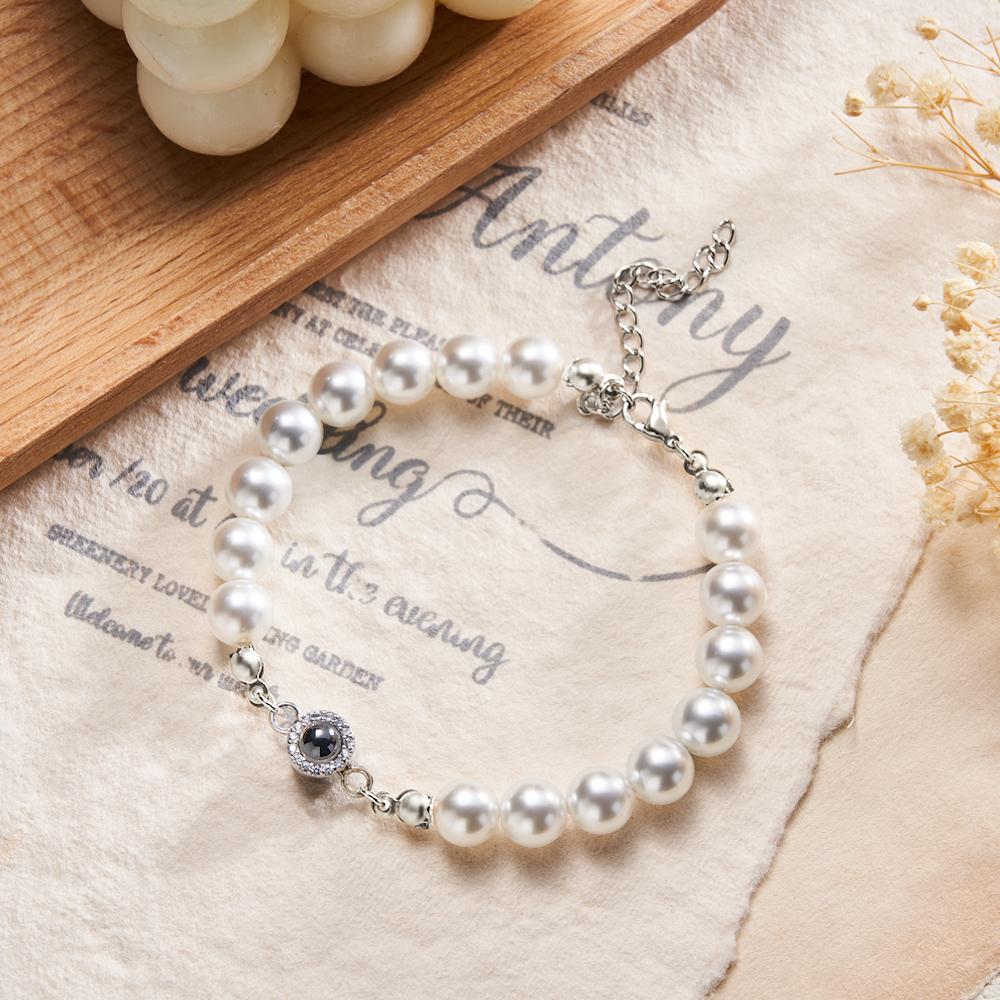 Pulseira De Projeção Personalizada Diamante Pérola Presente Simples - soufeelbr