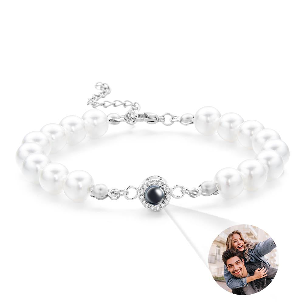 Pulseira De Projeção Personalizada Diamante Pérola Presente Simples - soufeelbr