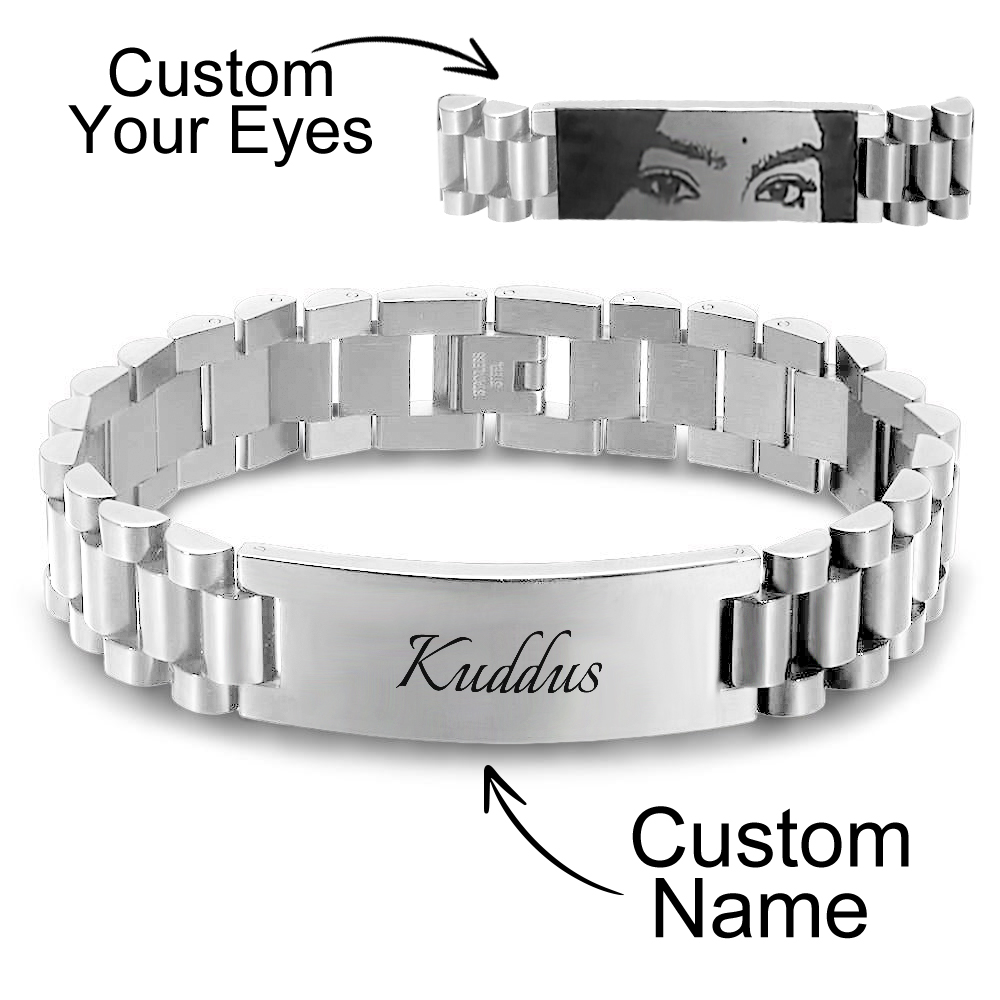Pulseira Gravável Com Olhos Personalizados