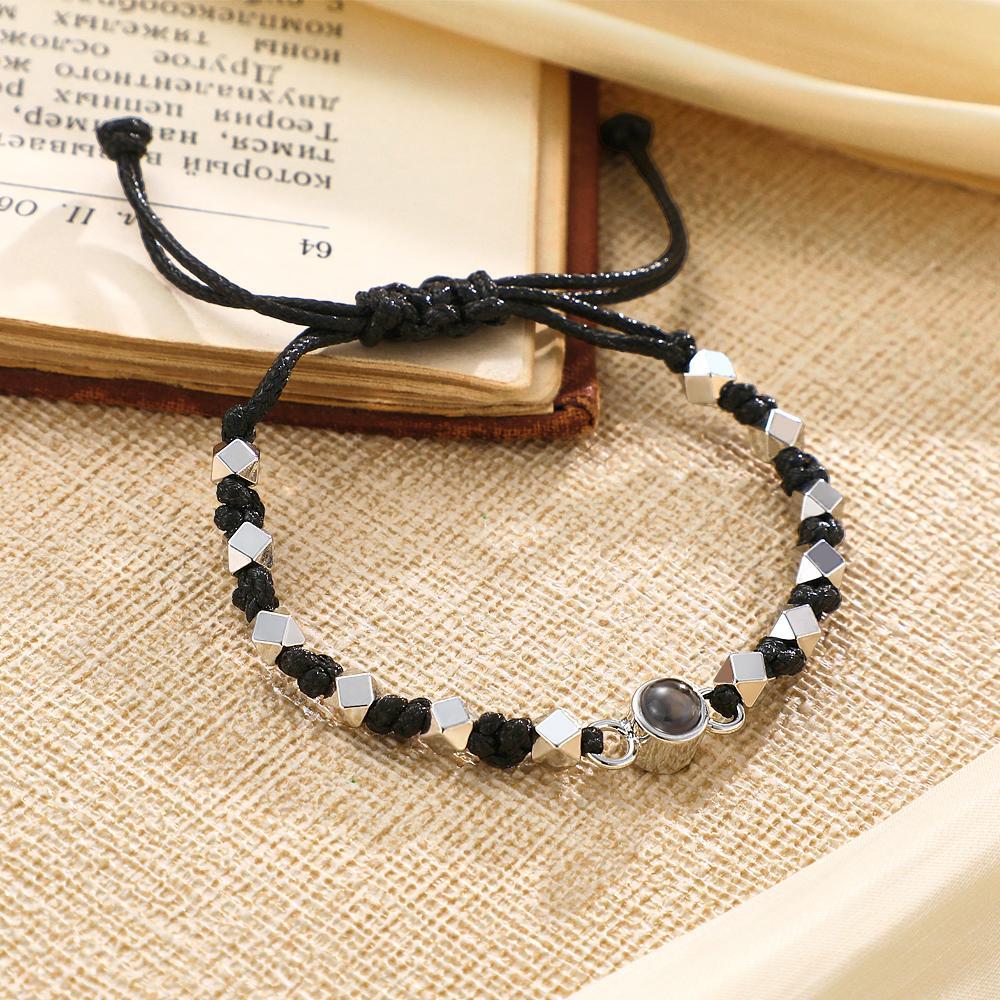 Presente Comemorativo Com Trança De Projeção De Pulseira De Foto Personalizada - soufeelbr