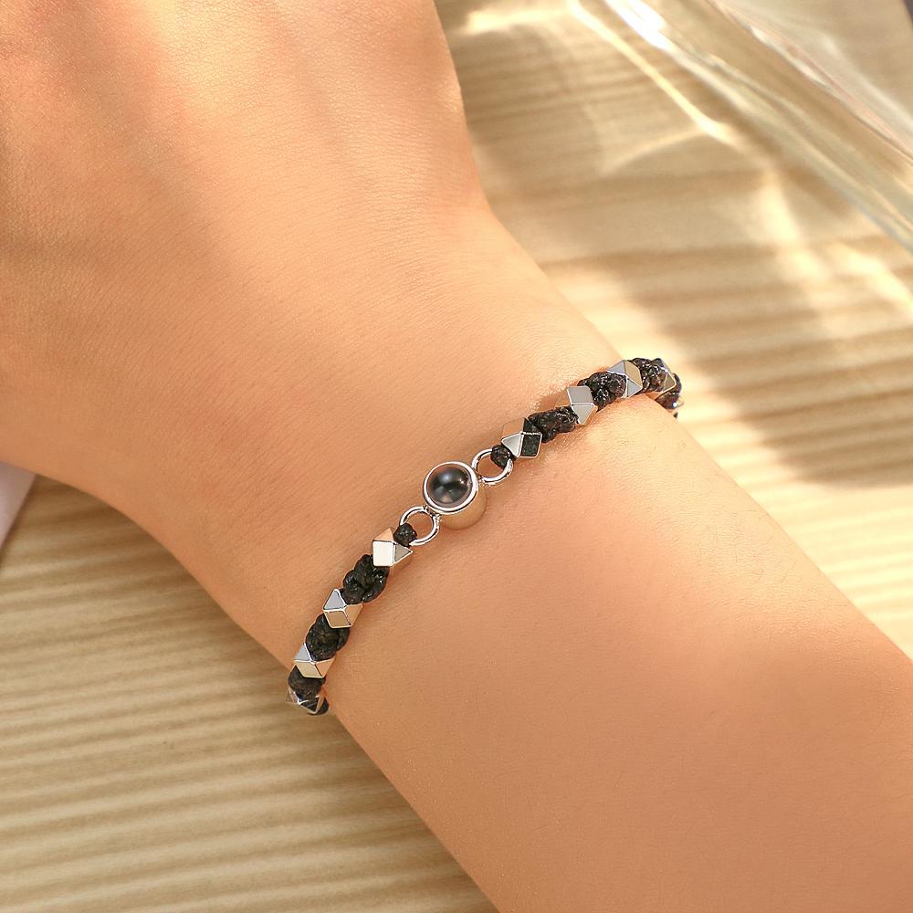 Presente Comemorativo Com Trança De Projeção De Pulseira De Foto Personalizada - soufeelbr
