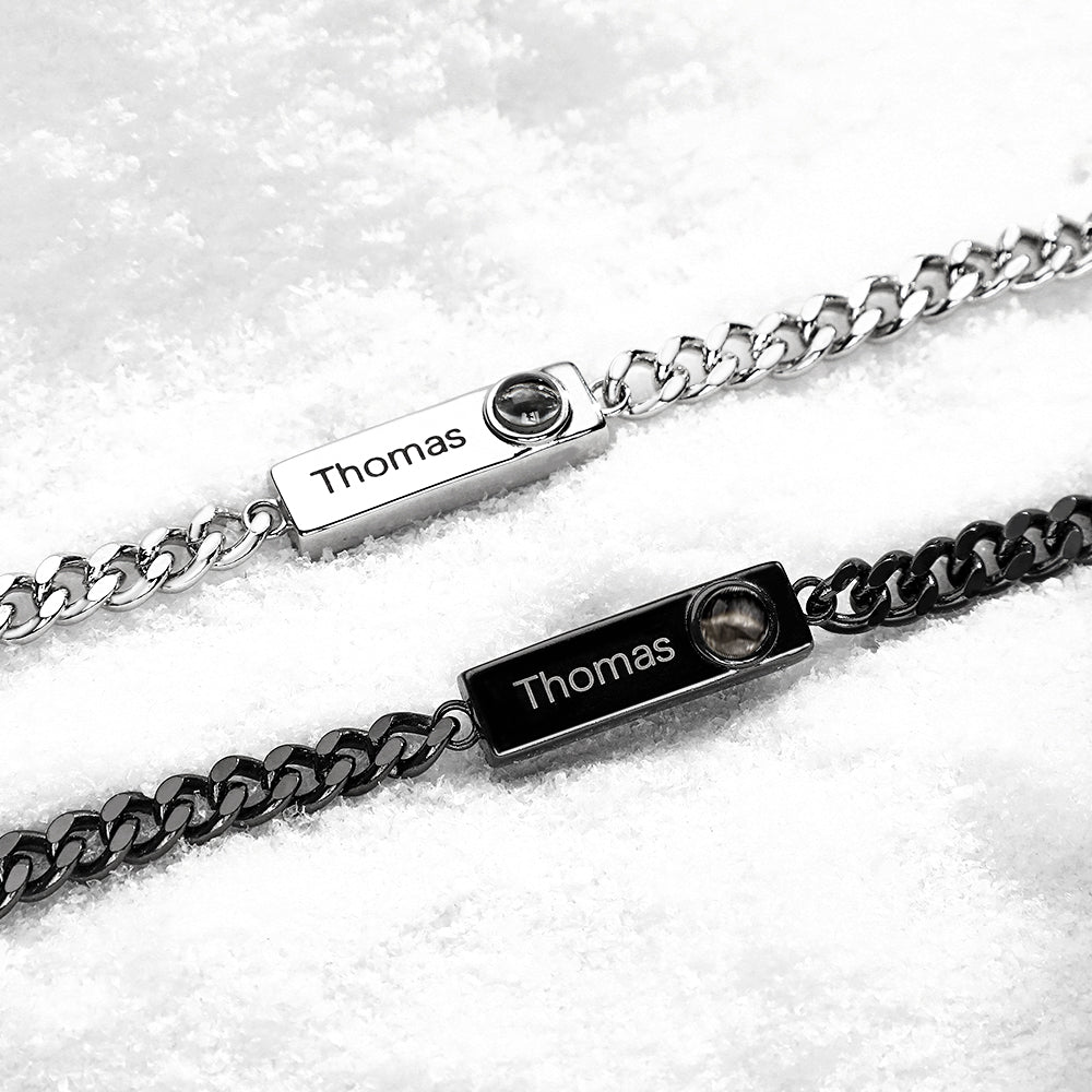 Pulseira De Projeção Personalizada Com Nome Personalizado, Presente Masculino Simples - soufeelbr