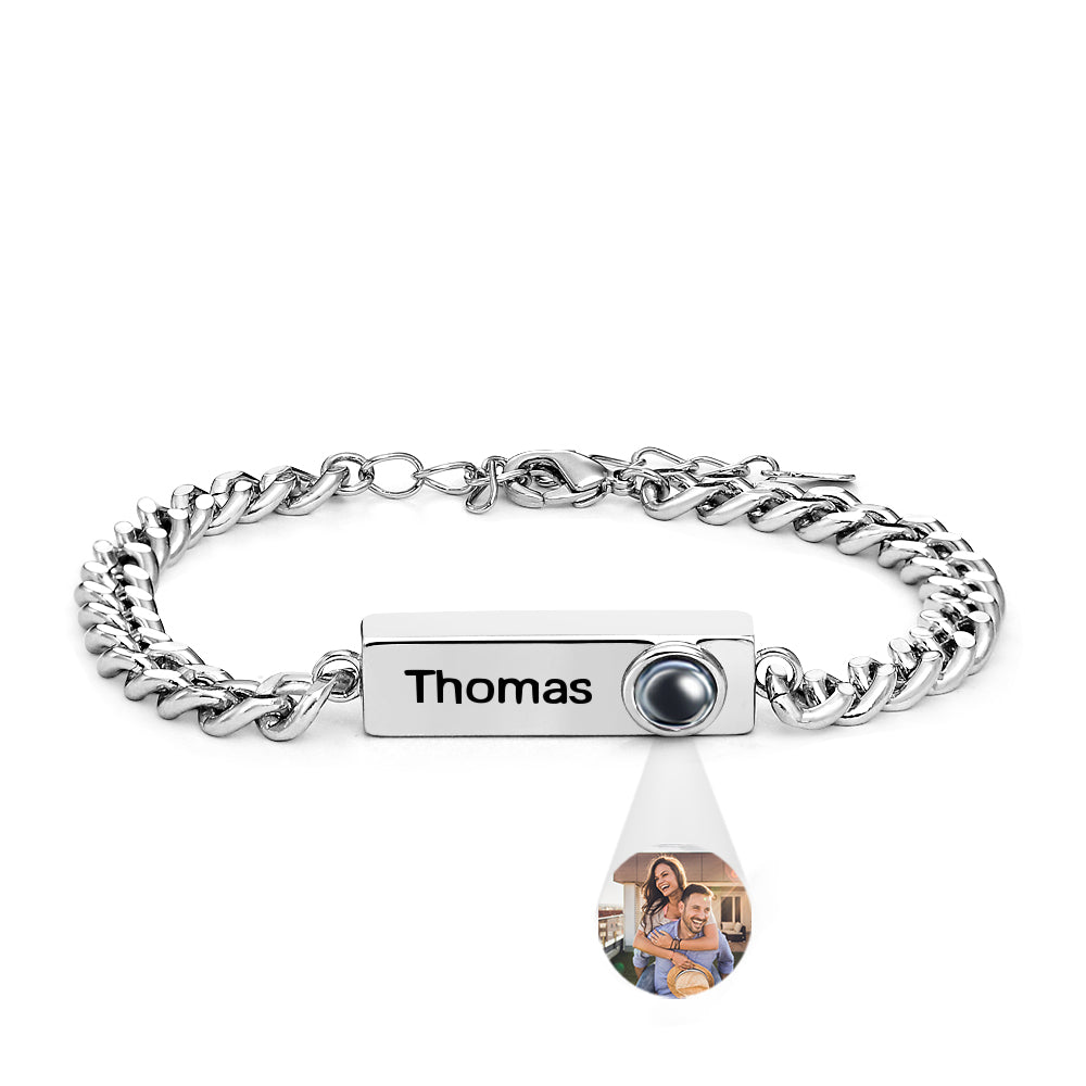 Pulseira De Projeção Personalizada Com Nome Personalizado, Presente Masculino Simples - soufeelbr