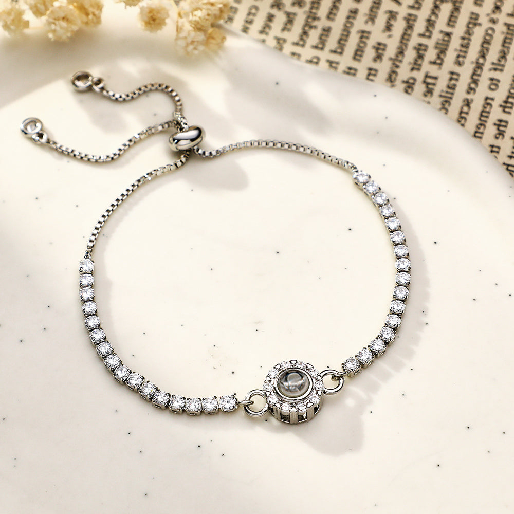 Pulseira De Projeção De Foto Personalizada Com Corrente De Diamante Para Ela - soufeelbr