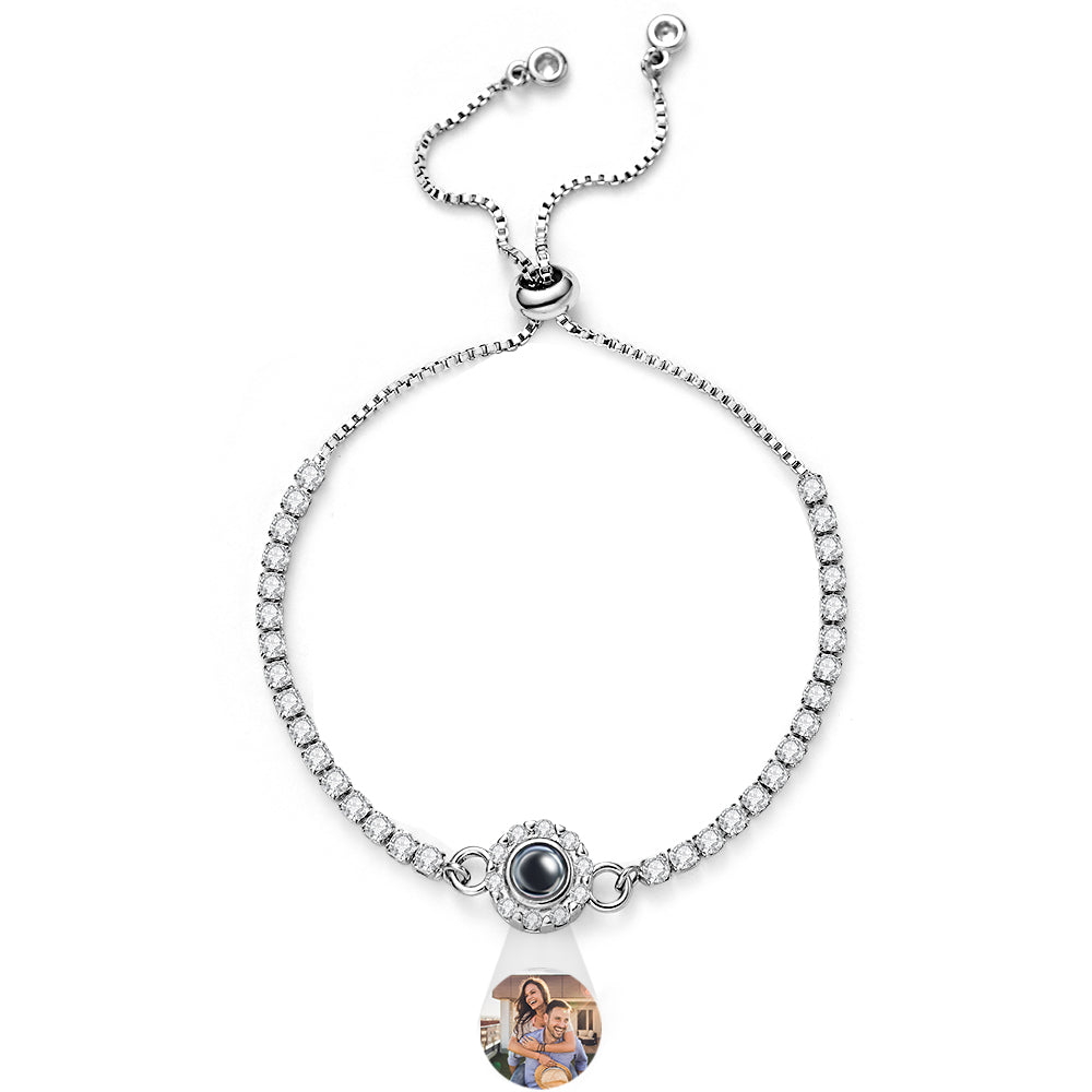Pulseira De Projeção De Foto Personalizada Com Corrente De Diamante Para Ela - soufeelbr
