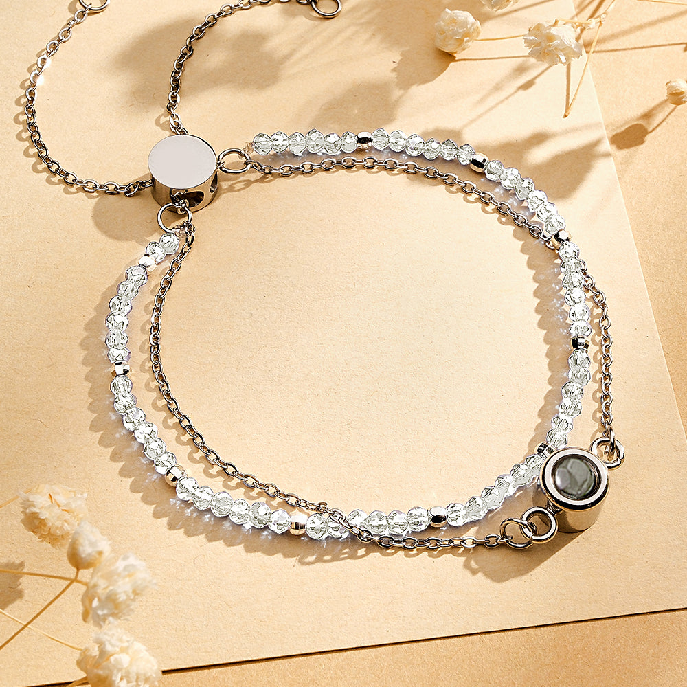 Pulseira De Camada Dupla De Cristal Com Projeção De Foto Personalizada - soufeelbr