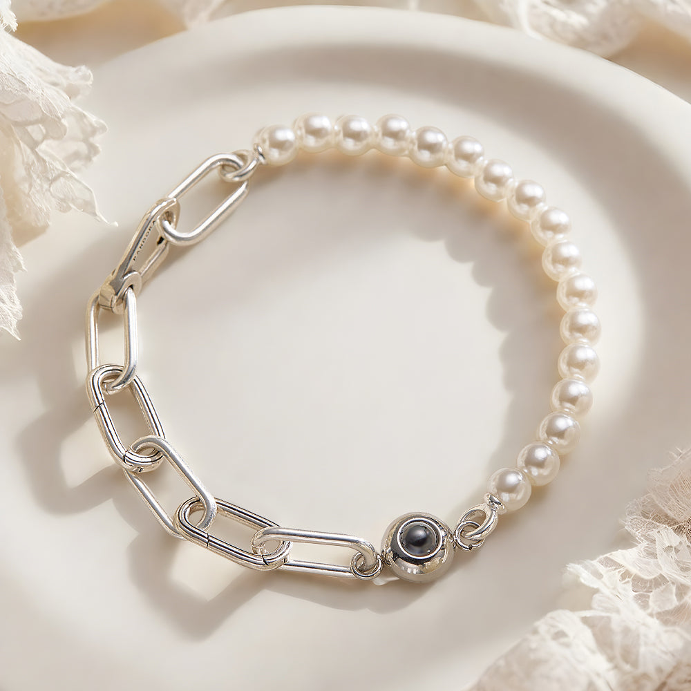 Pulseira De Projeção Personalizada Pérola Emenda Corrente Presente Para Menina - soufeelbr