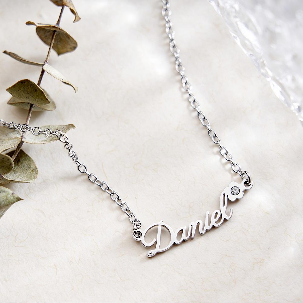 Colar Com Nome Personalizado Birthstone Flower Presentes Exclusivos