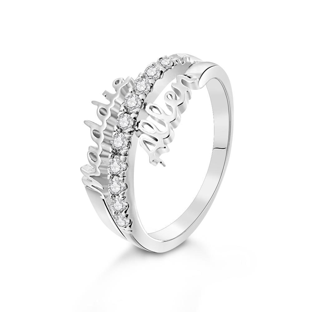 Anel Personalizado Com Dois Nomes, Presente Personalizado Para A Mãe, Melhor Amigo, Anel Empilhável - soufeelbr