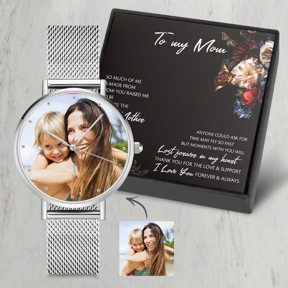 Relógio Fotográfico Gravado Personalizado Da Mãe, Pulseira De Liga, Presente De Dia Das Mães Para Seu Relógio Fotográfico Personalizado 36mm - soufeelbr