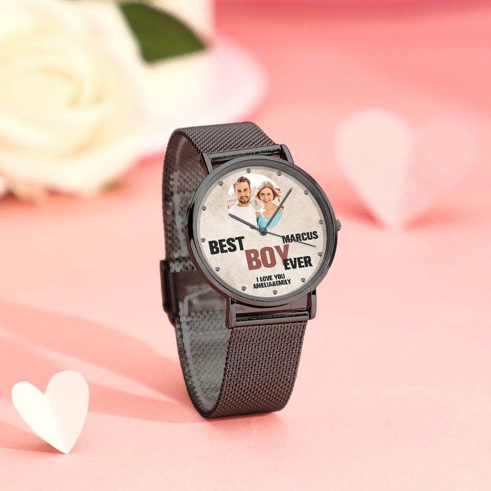 Relógios Fotográficos Gravados Personalizados Com Pulseira De Liga, Presente De Dia Dos Namorados Para Ele - soufeelbr