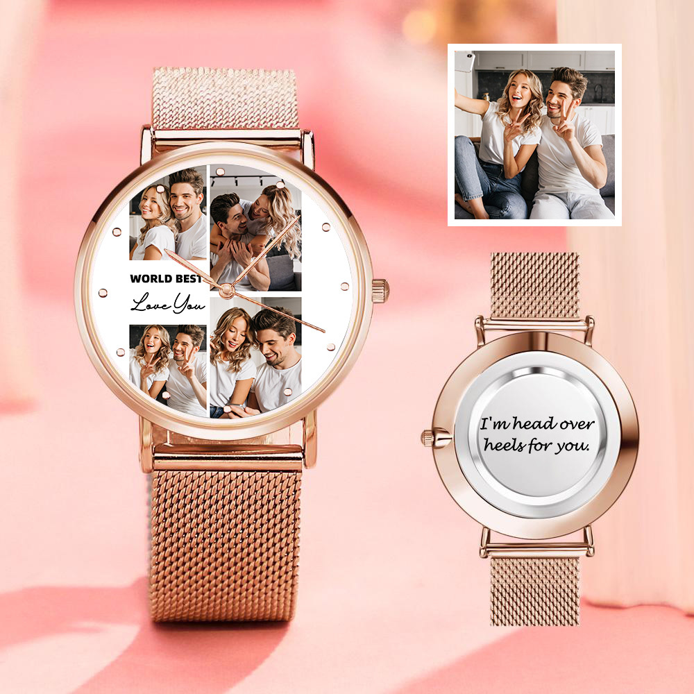 Relógios Fotográficos Gravados Personalizados Com Pulseira De Liga, Presente De Dia Dos Namorados Para Ele - soufeelbr