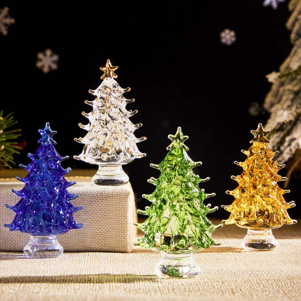 Mini Árvore De Natal De Cristal Transparente Enfeites De Mesa Presentes De Natal - soufeelbr